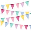 72 Flags Imitated Burlap Pennant Banner Multicolor Fabric Triangle Flag Bunting for Summer Party and Festival Classroom Hanging Decoration