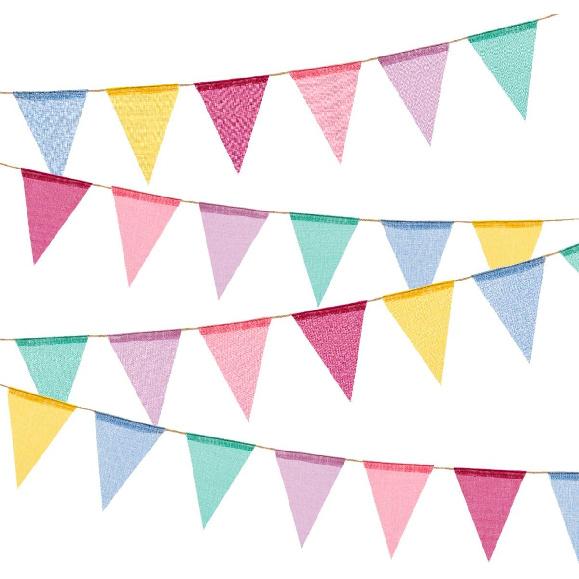 72 Flags Imitated Burlap Pennant Banner Multicolor Fabric Triangle Flag Bunting for Summer Party and Festival Classroom Hanging Decoration