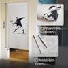 Stylish Banksy Noren Room Nordic Long Easy To Door Curtain for Living or Entrance Color Curtain, Divider, Blackout, Design, Curtain, Use, Privacy,