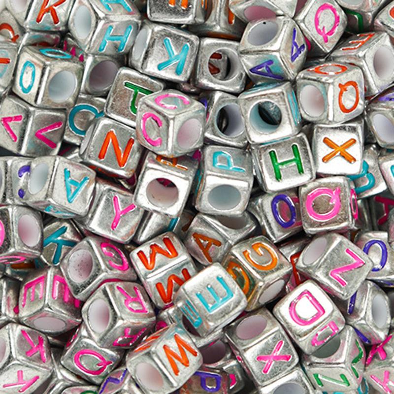 100Pcs/Lot Trendy Acrylic Square Alphabet Beads Large Hole Letter Loose Spacer Bead Jewelry Handmade Bracelet Making Supplies