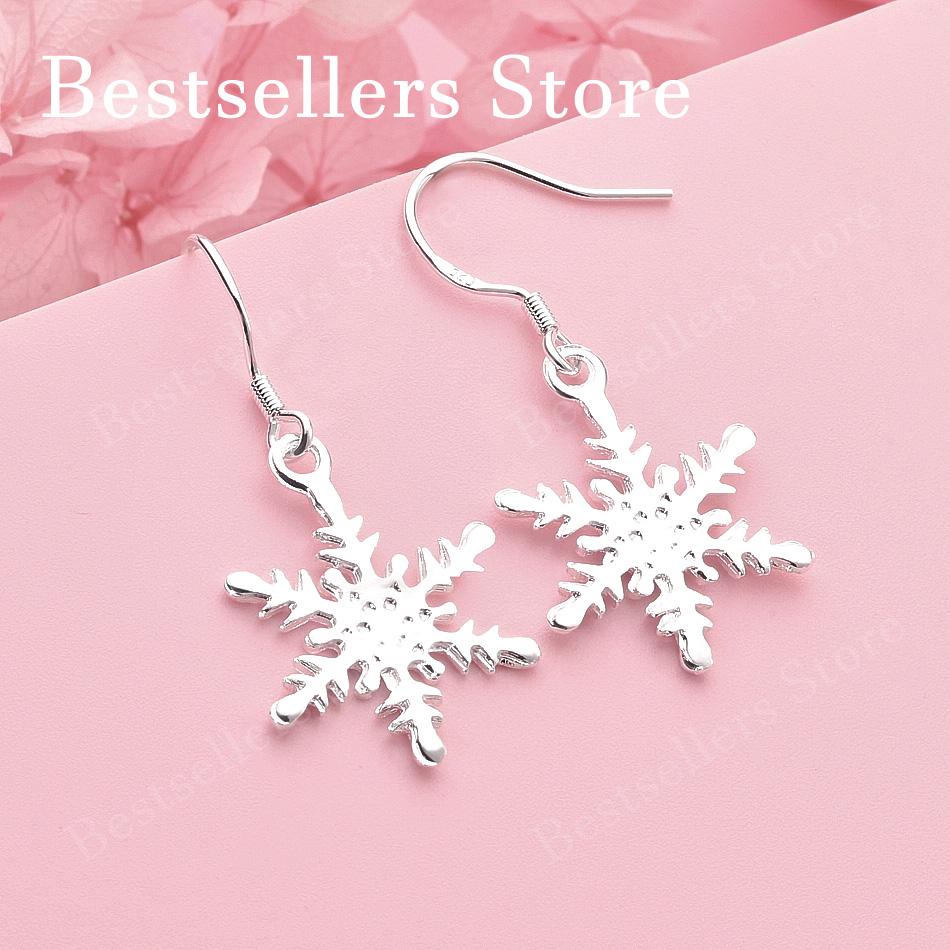 Charming 925 Sterling Silver Exquisite Snowflake Earrings for Women Fashion Wedding Jewelry Party Gifts