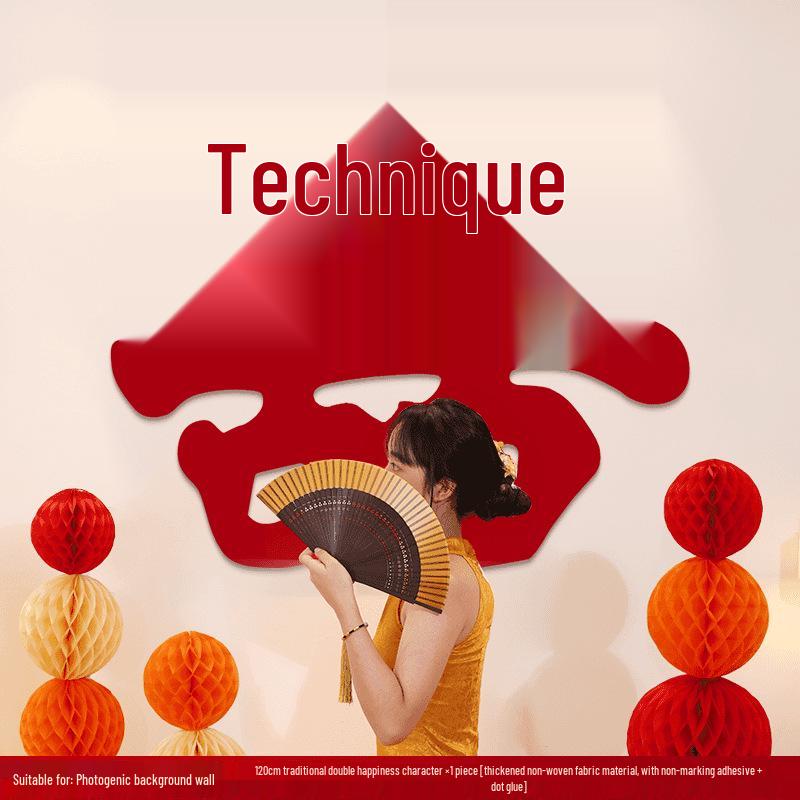 Lot d'autocollants Double Bonheur de Mariage: Décorations de chambre, fenêtre, porte et fiançailles