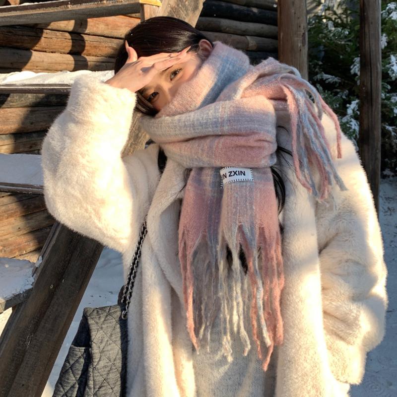 Autumn And Winter New Korean Plaid Scarf Women's Thick Atmosphere Warm Student Shawl Neck Scarf