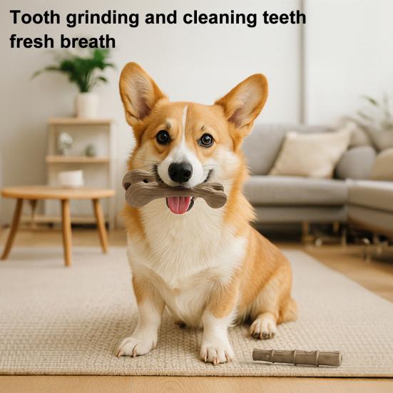 Bone Shaped Dog Toy Wooden Dog Chew Toy Puppy Teething Toy for Aggressive Chewers Dogs Teeth Cleaning Entertainment