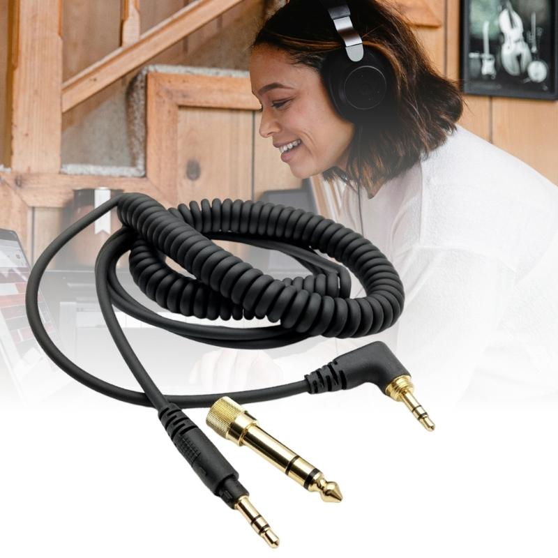 Replacement Auditory Cable for EAH DJ1200 Headphones Featuring Adjustable Spring Designing and 3.5mm 6.35mm Plugs