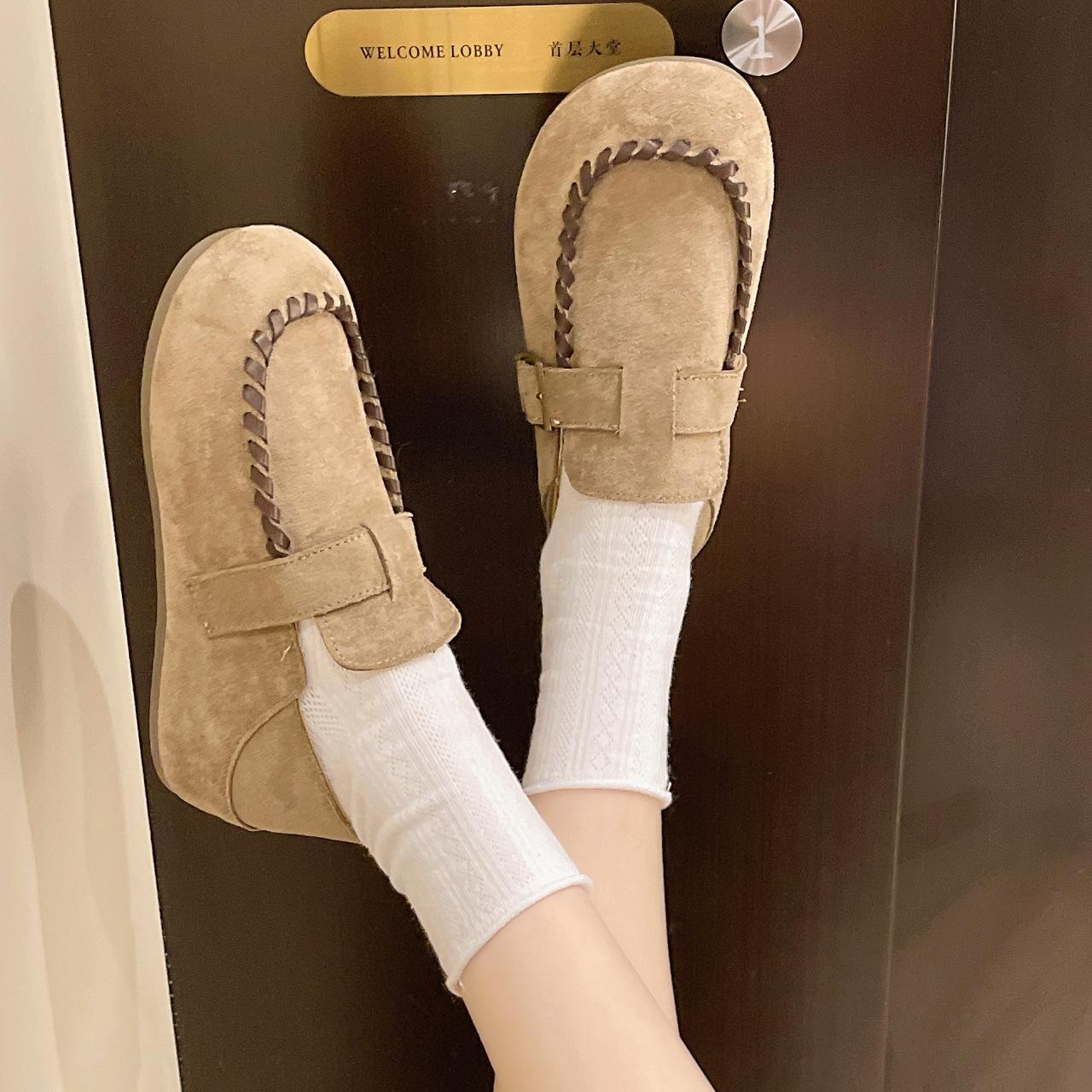 

inner height increase thick sole all-inclusive Birkenstocks women s 2025 autumn new one-pedal Doudou loafers Boken single shoes 35