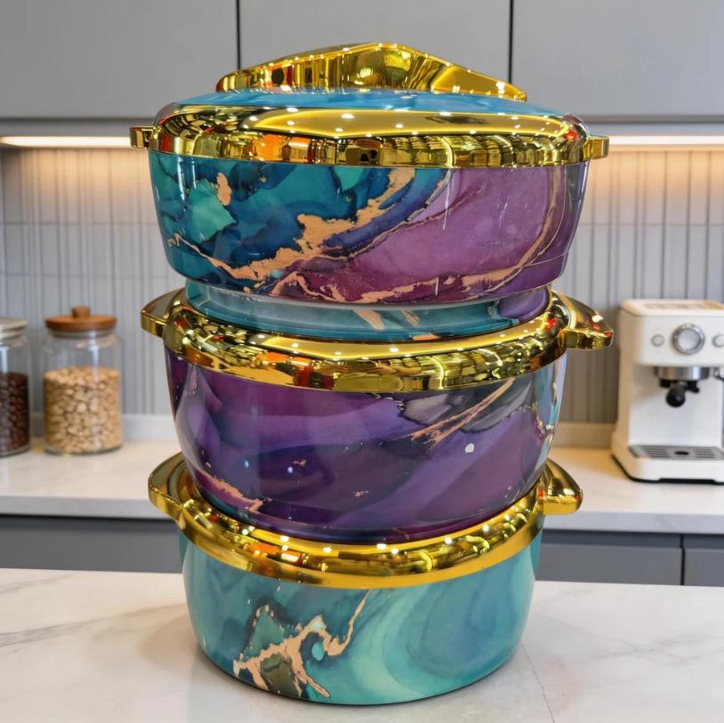 3-Piece Round Insulated Food Warmer Set (1500ML, 2000ML, 2500ML) for Africa Market
