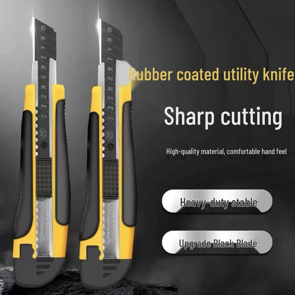 Industrial-Grade Rubber Grip Utility Knife with Thickened Blade for Wallpaper and Paper Cutting
