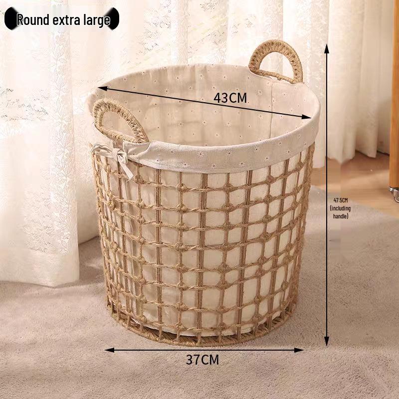 Large Capacity Woven Rattan Laundry Basket & Toy Organizer for Home, Bathroom, & Clothes Storage