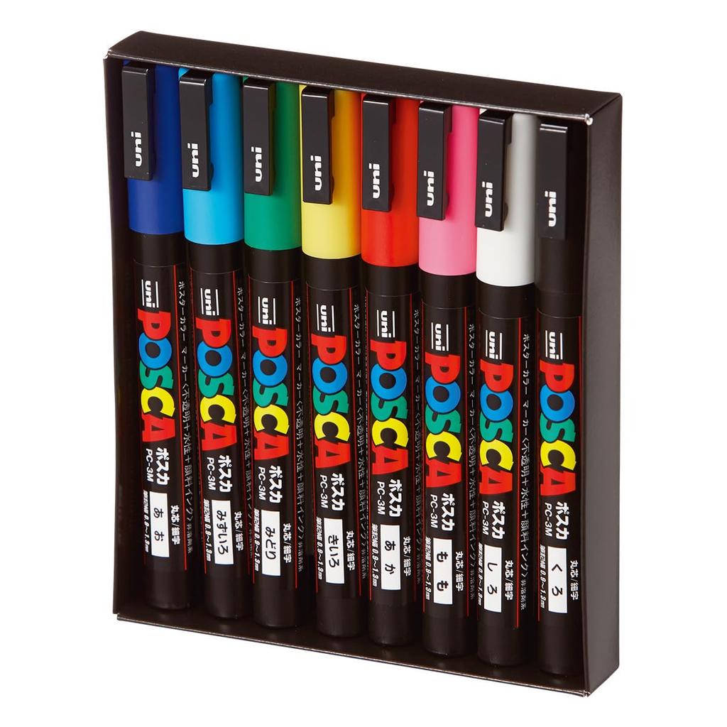 Mitsubishi Pencil Water-based Pen Posca Fine Point Round Core 8 Colors PC3M8C