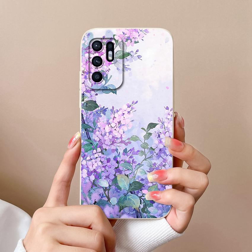 For Oppo Reno6 7 8 10 Pro Lite 6z 7z 8z Phone Cover Fashion Oil Painting Black Cat Patterns Soft Casing Screen Protector Anti Slip Shell For Oppo Case