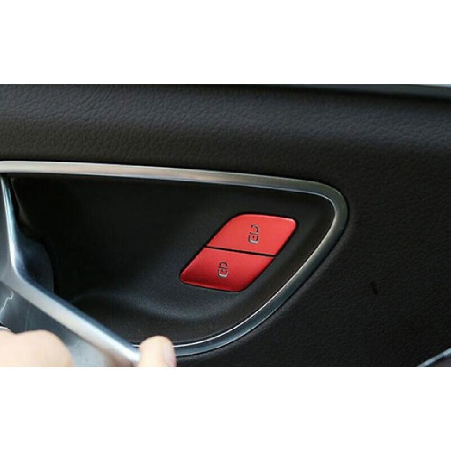 Car Inner Door Red Aluminum lock button Sticker Trim Fit For Benz GLE GLS 20-22