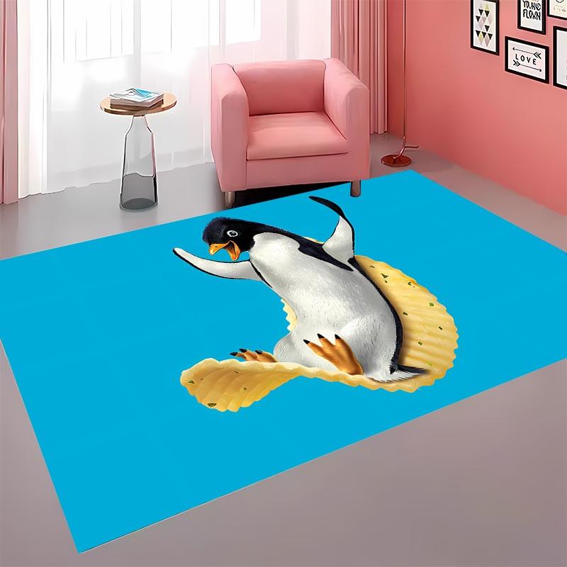 3D Funny Penguin Printing Carpet for Living Room Cartoon Kids Bedroom Sofa Doormat Kitchen Floor Tapete Anti-slipDecor Alfombra
