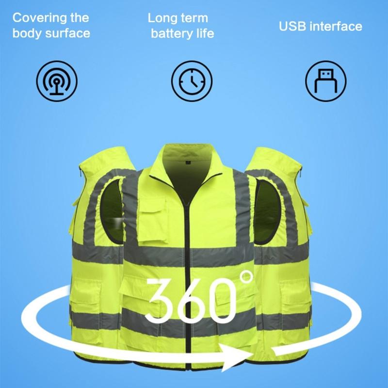 Reflective Vest Security Vest with Pocket Unisex High Visibility Vest Security Workwear for Men Women Traffic Work