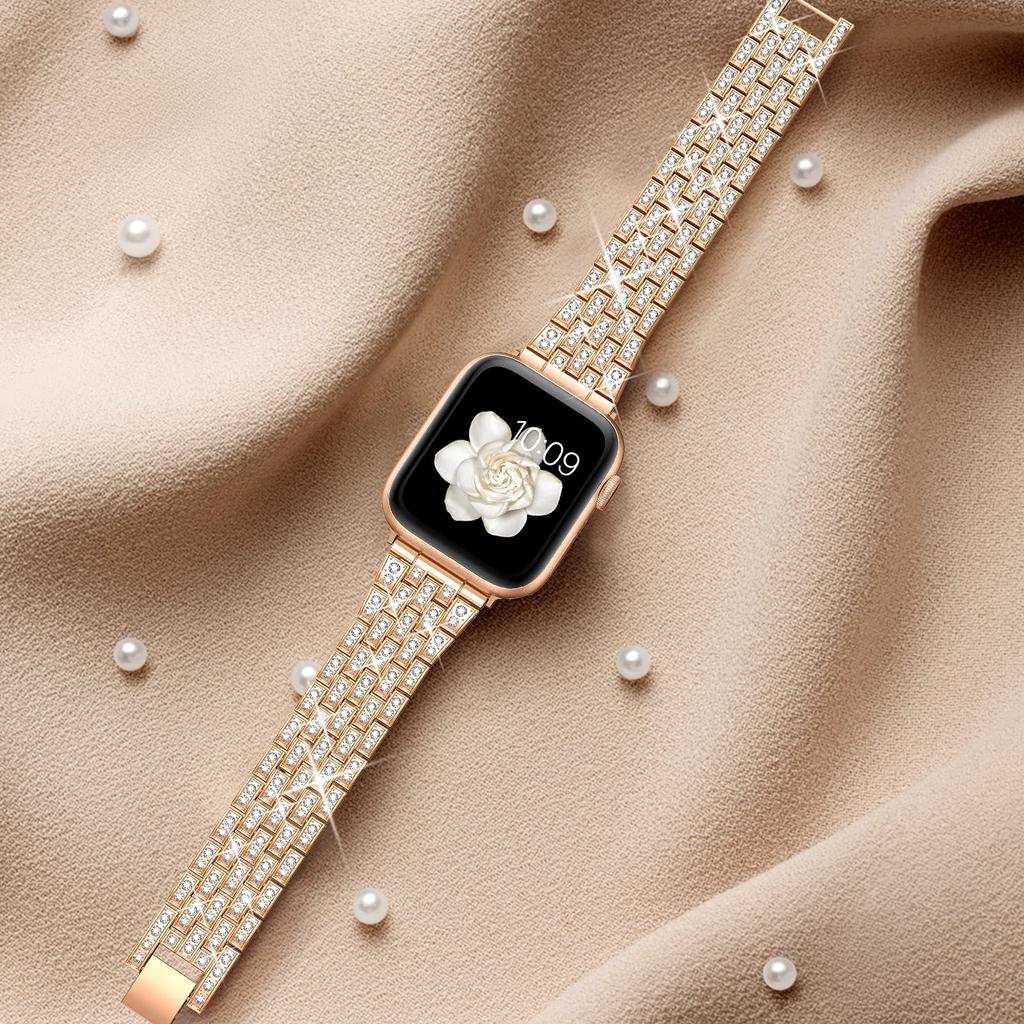 Classic Women Diamond Strap For Apple Watch Band 38mm 40mm 42mm 44mm Stainless Steel Bracelet For iWatch Ultra 49mm 41 45mm 9/8/7/6/5/43