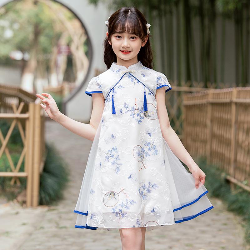 Entzückendes Eisenmädchen Qipao Kleid - Chinesischer Stil Sommer Tang Anzug für Kinder