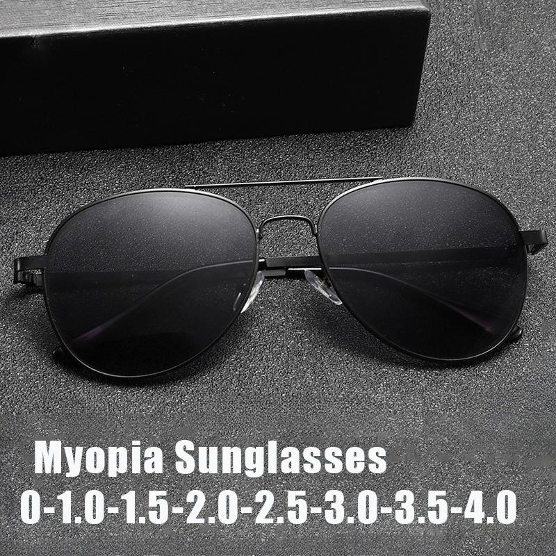 New Men's Myopia Glasses Metal Double-Bridge Frog-Eye Glasses Outdoor UV400 Polarized Sun Glasses Classic Driving Shades