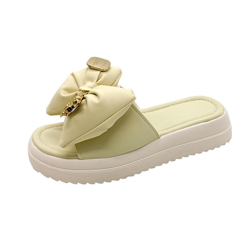 BCEBYL  New SummerFlat Heel Shoes Butterfly Metal Decor Slippers Women‘s Green Color Sandals Women's Platform Beach Slippers