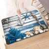 Nautical Anchor Rug Velvet Flannel Printed Floor Mat Beach Shell Design Decorative Carpet Entryway Home Decor