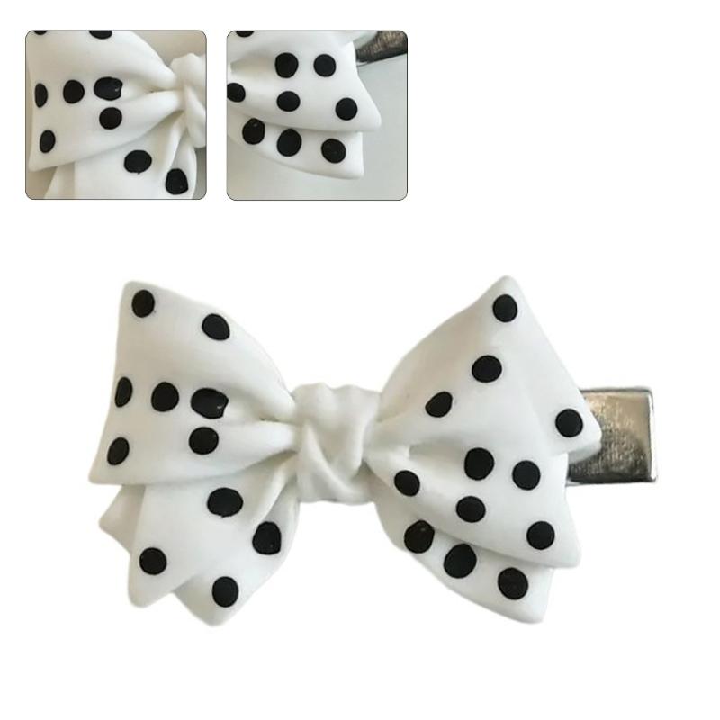 Women Hair Rope Dot Hair Bows Elegant Hair Clip Lady Barrettes Hair Style Clip
