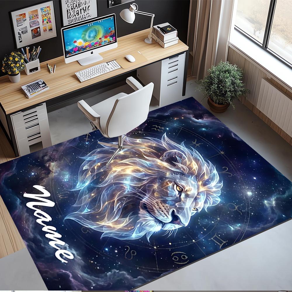 Custom Name Lion Printed Carpet,Rug for Office Chair Living Room Bedroom Kitchen Room Decor Gifts.