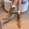 Suede Women Ankle Boots Chunky Fashion Mid Heels Shoes Winter 2024 New Trend Woman Goth Snow Chelsea Short Leather Botas Mujer
