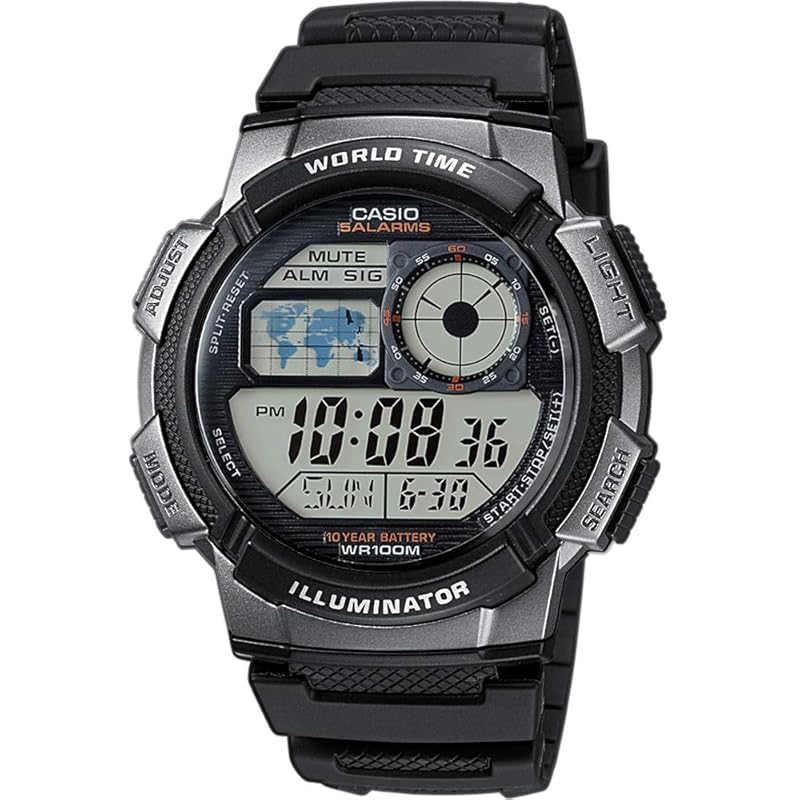 

[Casio] CASIO world time digital men s watch AE-1000W-1BV overseas model Black x gray metallic [product]