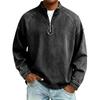 Herren gewaschener distressed Denim Henley Freizeithemd - lockere Passform Raglanärmel Retro Langarm