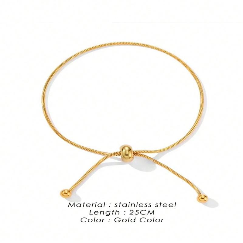 1pc Stainless Steel Minimalist Versatile Adjustable Design Long Necklace, Suitable for Daily Wear