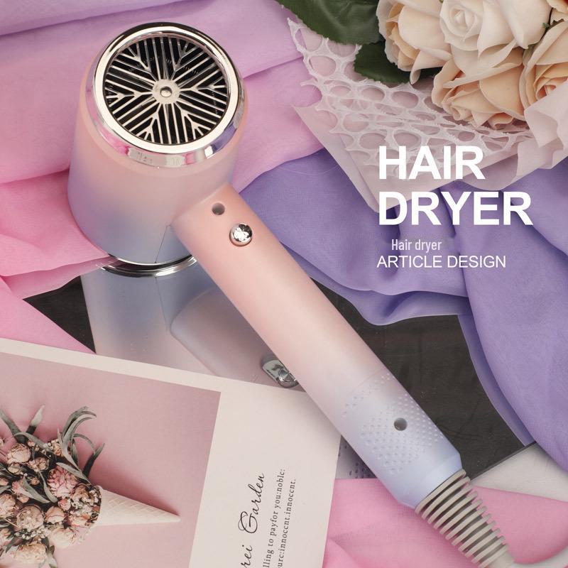 Gradient Color Hair Dryer with High Power, Blue Light, and Hot/Cold Settings