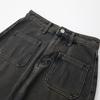 JOY SPEAKER 2025 Fall High-Waist Split Denim Midi Skirt