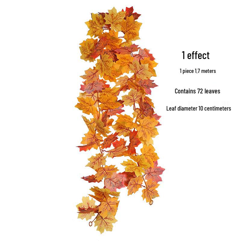 Autumn-Themed Red Maple Leaf & Green Vine Wall Hanging Decor