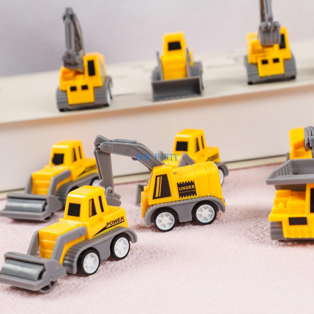 10Pc Cute Mini Engineering Vehicle Excavator Pull Back Car Toys for Kids Construction Theme Birthday Party Favors Pinata Fillers