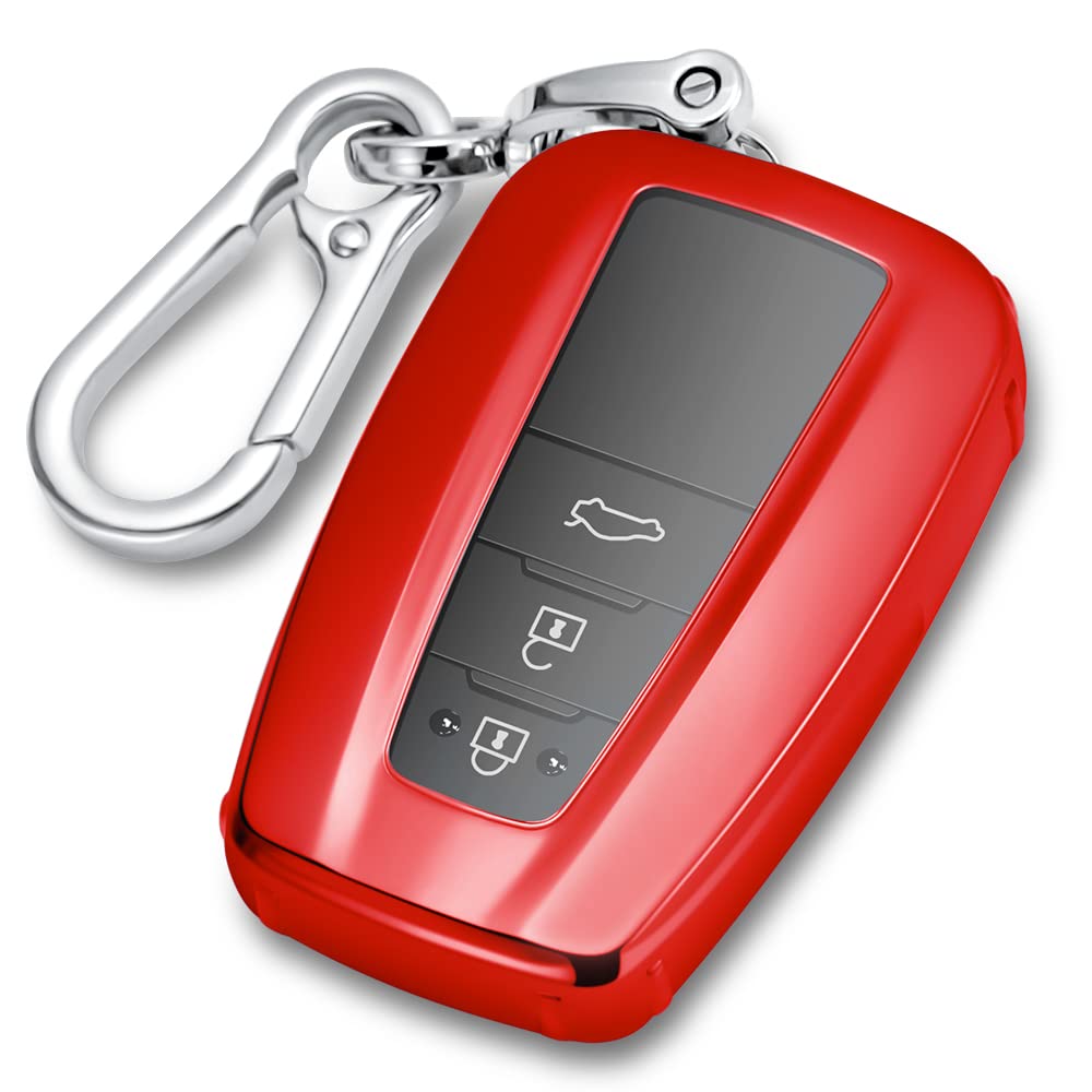 

Lcyam Чехол-накладка для ключа - Чехол для ключа автомобиля с 2/3/4 кнопками для TOYOTA C-HR, красный