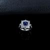 Sterling Silver Sapphire Halo Diamond Ring - Elegant Women's Luxury Jewelry