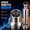 Stainless Steel Water Bottle 500-1000ml Big Mouth Single Wall Drinking Bottle Sports Bottle Flasks with All Steel Lid