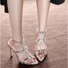Mote Nye Sommer Moteable Krystallkjede Ankelstropp Sandaler Kvinner Bryllupsbankettsko Sexy Spiss Tå Stripperhæler Gull Sølv