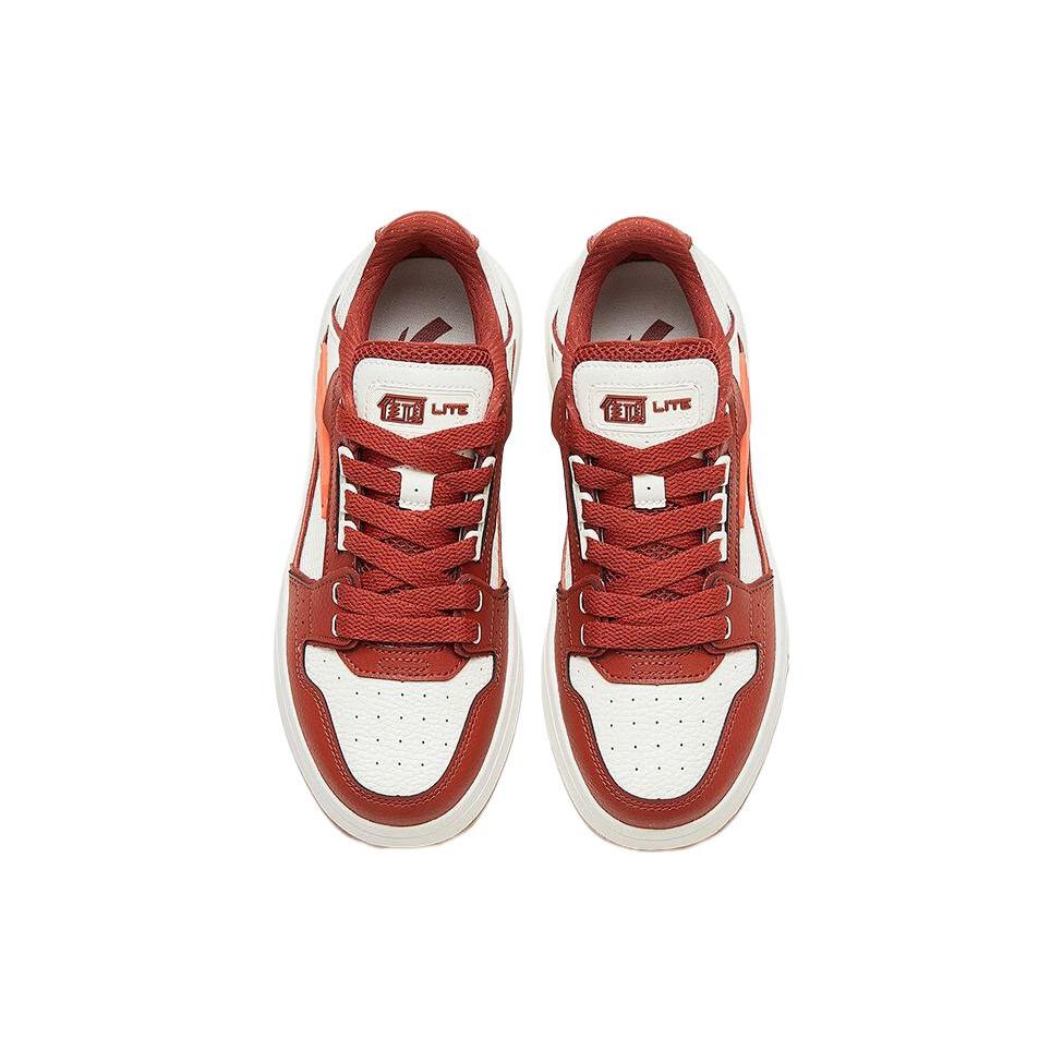 new Anta Street Play LITE Slip Resistant Shock Absorbers Low Top Skateboard Shoes Women's Red White