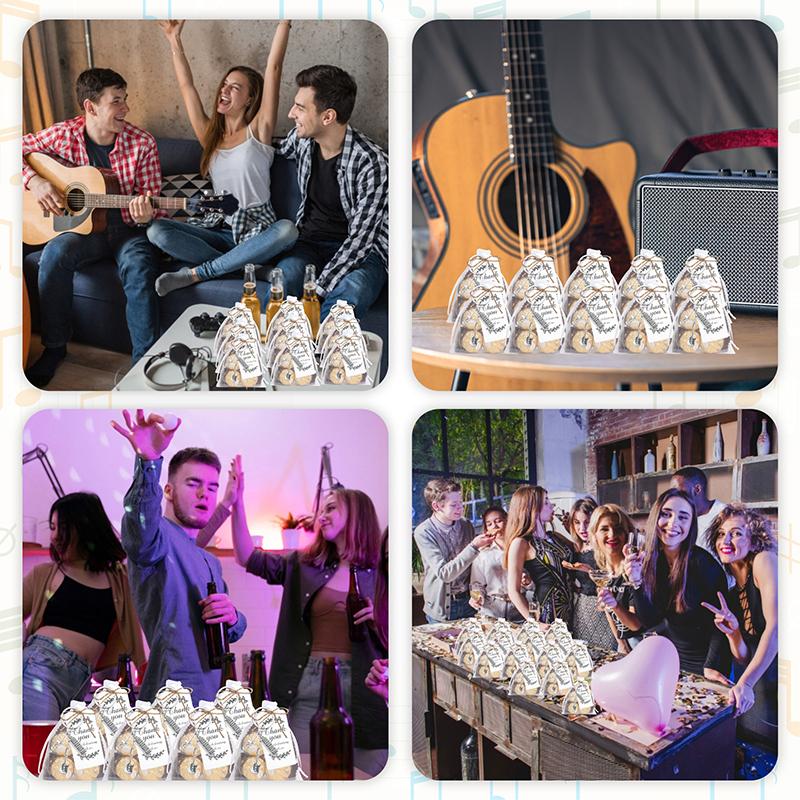20 Sets Music Party Favors Bulk Music Keychain With Cards Organza Bag For Birthday Party Music Theme Party Decor Supplies