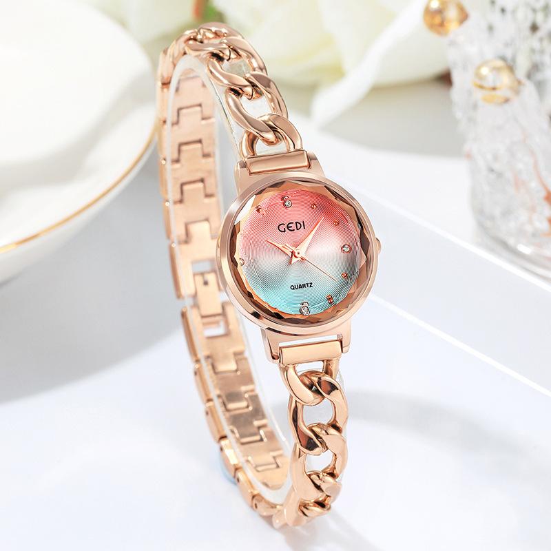 Fashion light small plate wind gradual change color watch women's personalized denim chain waterproof quartz watch