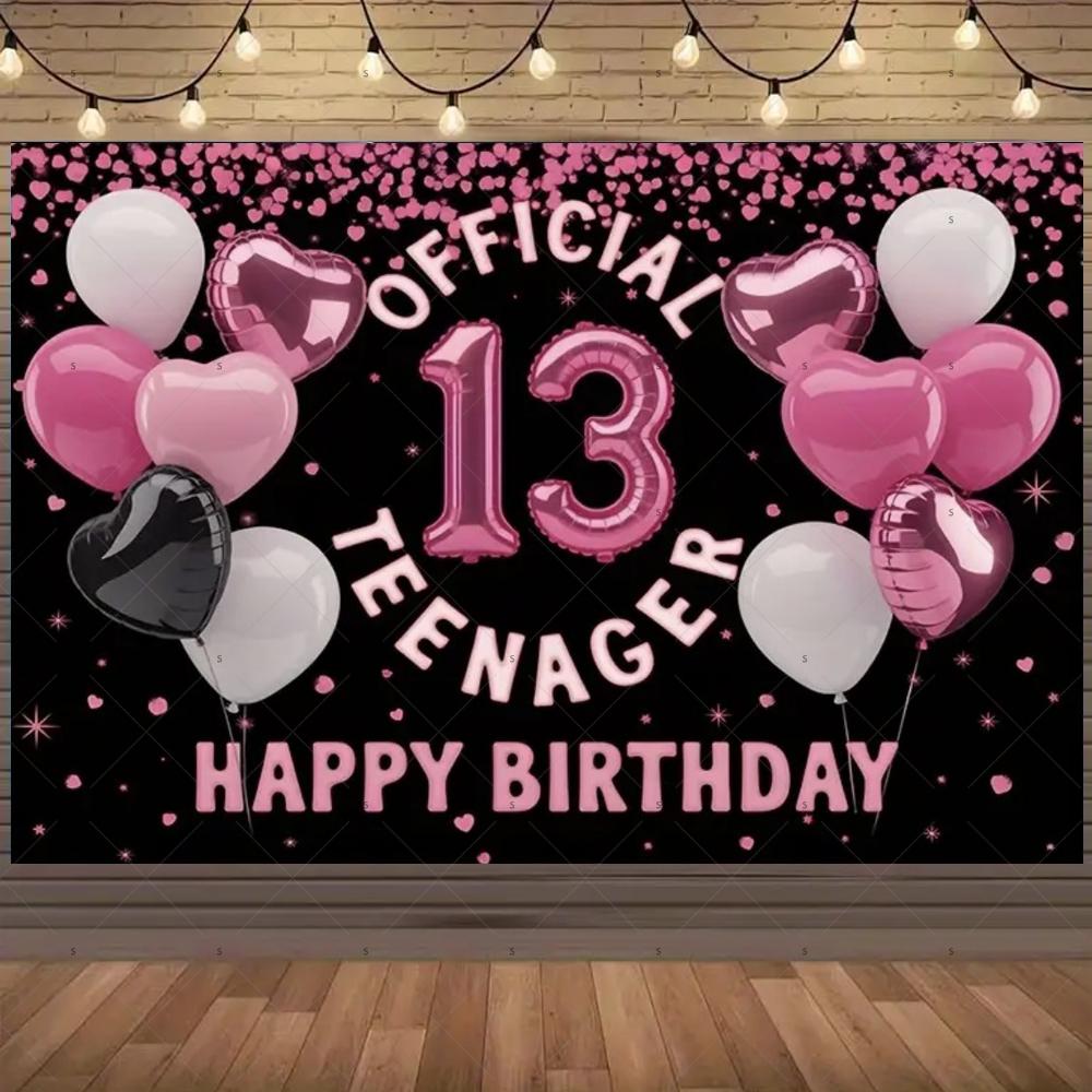 13. Geburtstag Party Dekoration Hintergrund Überraschung Bunter Glitzer Ballon Kindergeschenk Banner Familienfotografie Requisiten Hintergrund