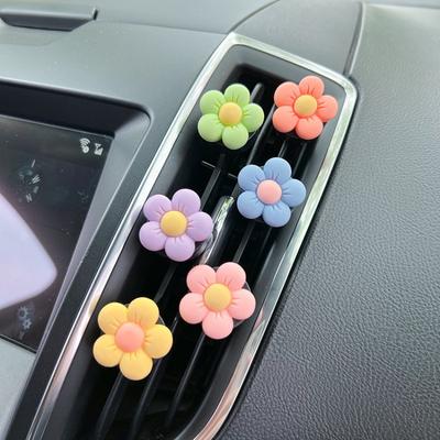 Roztomilý klip na parfém s květinou Dekorace výdechu vzduchu v autě Osvěžovač vzduchu pro aromaterapii Barevná květinová ozdoba Auto doplňky interiéru