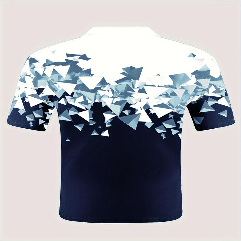 Men's 3D Digital Printed Pattern Casual Polo Shirt, Summer Outdoor Fashion, Comfortable and Versatile