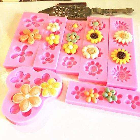 Cute Flower Mold Fondant Silicone Cake Decor Soap Chocolate Clay DIY Mould