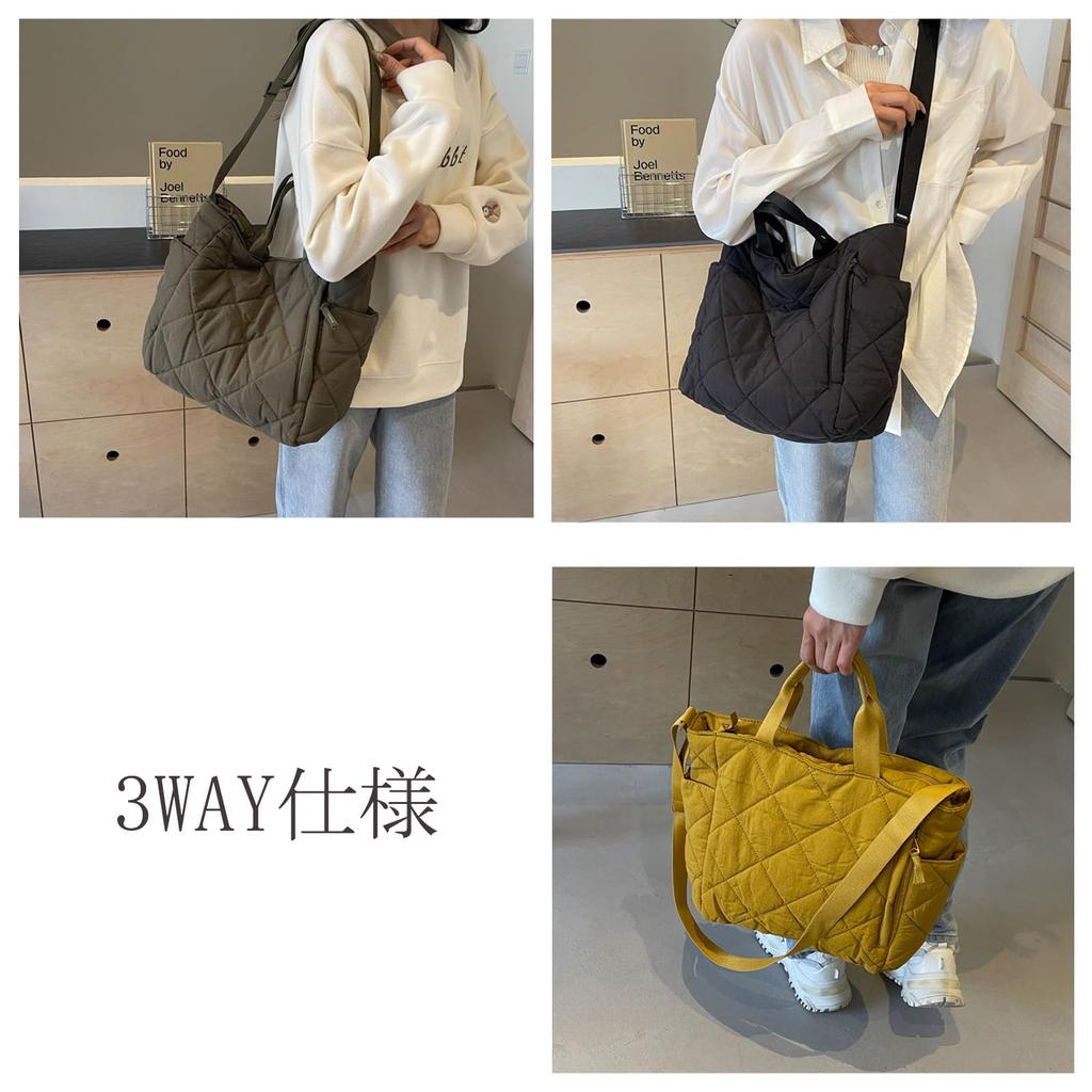 Volen Large Capacity Tote Argyle Solid Shoulder Crossbody Perfect for Commuting Women's Bag, Handbag, Nylon, Pattern, Color, Thick, Bag, Bag, Elegant,