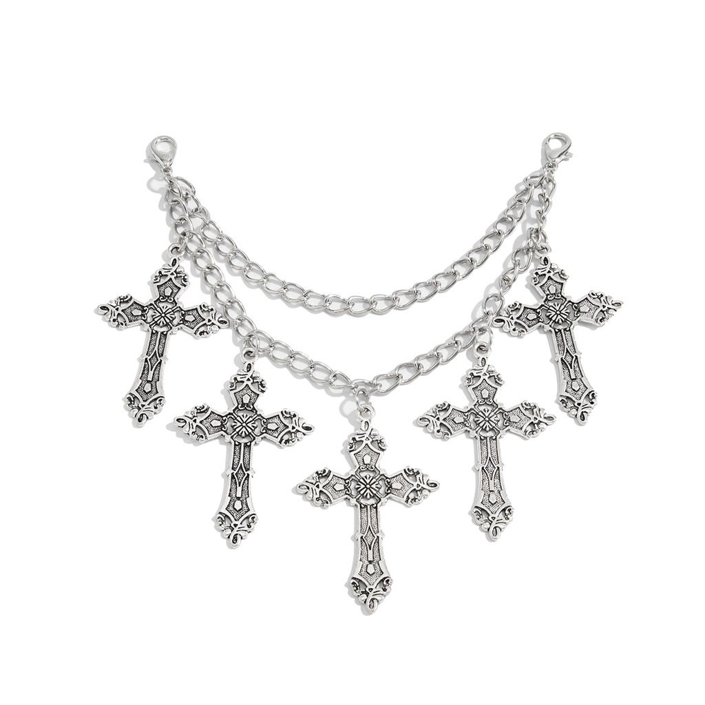 Salircon Goth Geometric Creative Jesus Cross Pendant Shoe Chain Anklet Women HipHop Punk Metal Shoe Chain Jewelry Halloween Gift