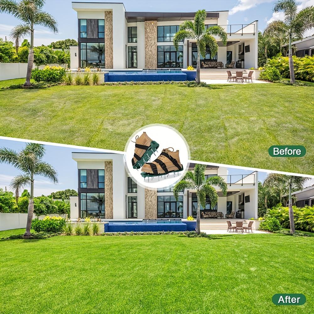 Heavy-Duty Spiked Aerator Sandals for Lawn and Garden, Adjustable Straps and Deep Soil Aeration Shoes with Durable Plastic Design