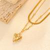 Fashion Personality Anti-Pearl Bust Love Pendant Stainless Steel Necklace Light Luxury Premium Clavicle Chain Niche