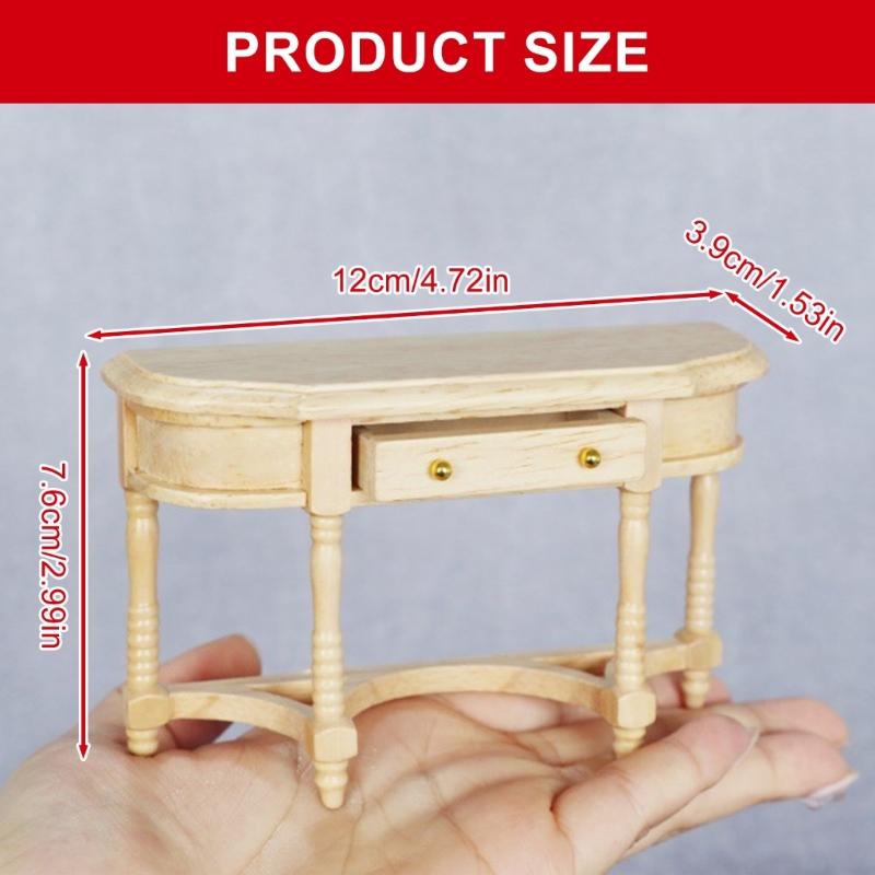 1/12 Miniature Dollhouses Table with Openable Drawer for Realistic Scene Display Decors and Children Imaginative Play