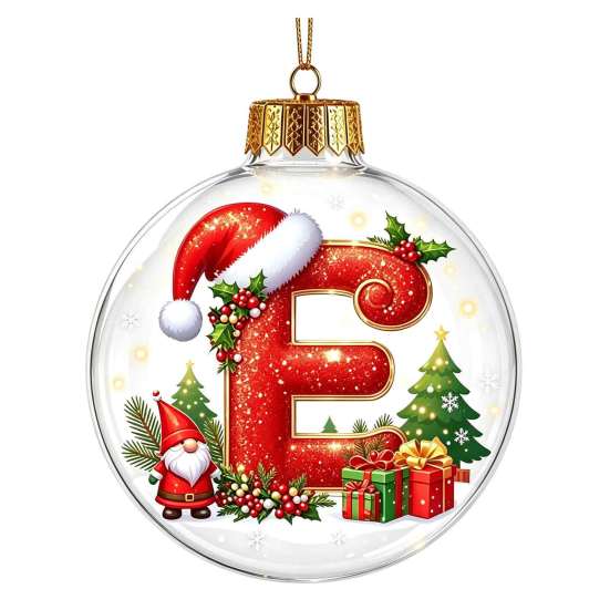 Indoor Outdoor Xmas Hanging Ornaments 26?Letter Acrylic Christmas Ball Ornament, 3D Crystal Style Alphabet Gift Ideas for Family Pendant, Tree Home